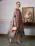 Beaded Printed Silk Kaftan Dress - Social Queen
