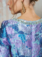 Beaded Square Neck Floral Jacquard Dress - Social Queen