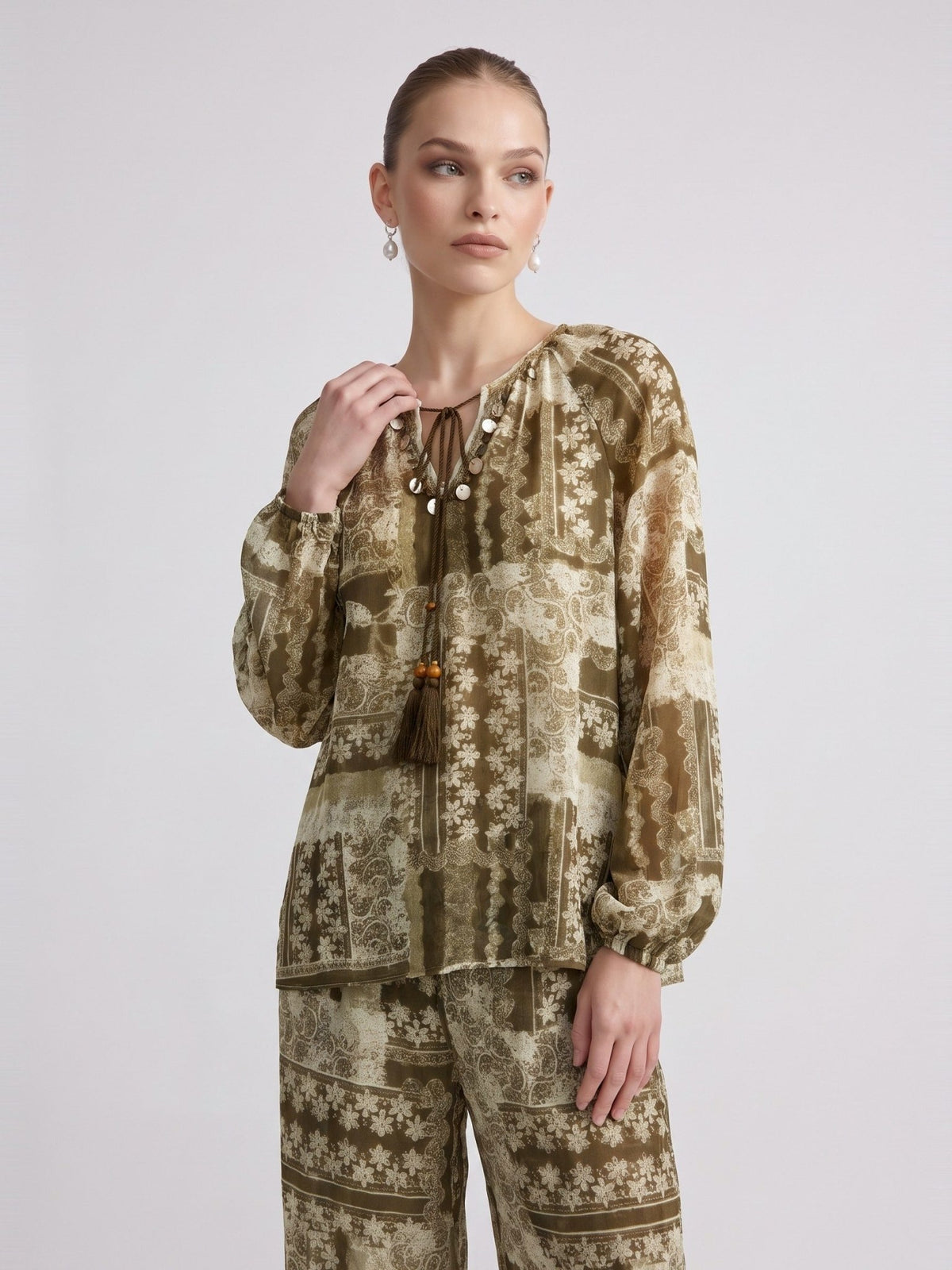 Bohemian Geometric Print Two-Piece Set - Social Queen