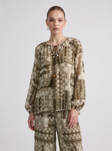 Bohemian Geometric Print Two-Piece Set - Social Queen