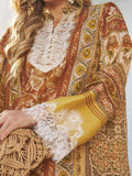 A woman, partially visible, wears the Social Queen Boho Lace Floral Print Dress featuring handcrafted lace panels and a botanical motif, paired with a woven bag.