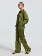 Botanical Burnout Satin Wide-Leg Pants - Social Queen