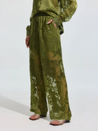 Botanical Burnout Satin Wide-Leg Pants - Social Queen