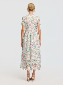 Botanical Embroidered Cutout Dress - Social Queen
