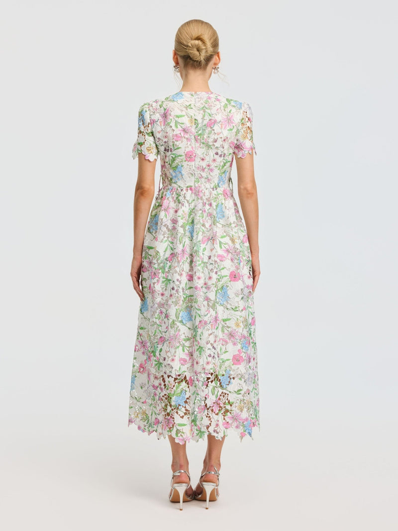 Botanical Embroidered Cutout Dress - Social Queen