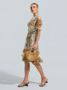 Botanical Embroidered Mesh Dress - Social Queen