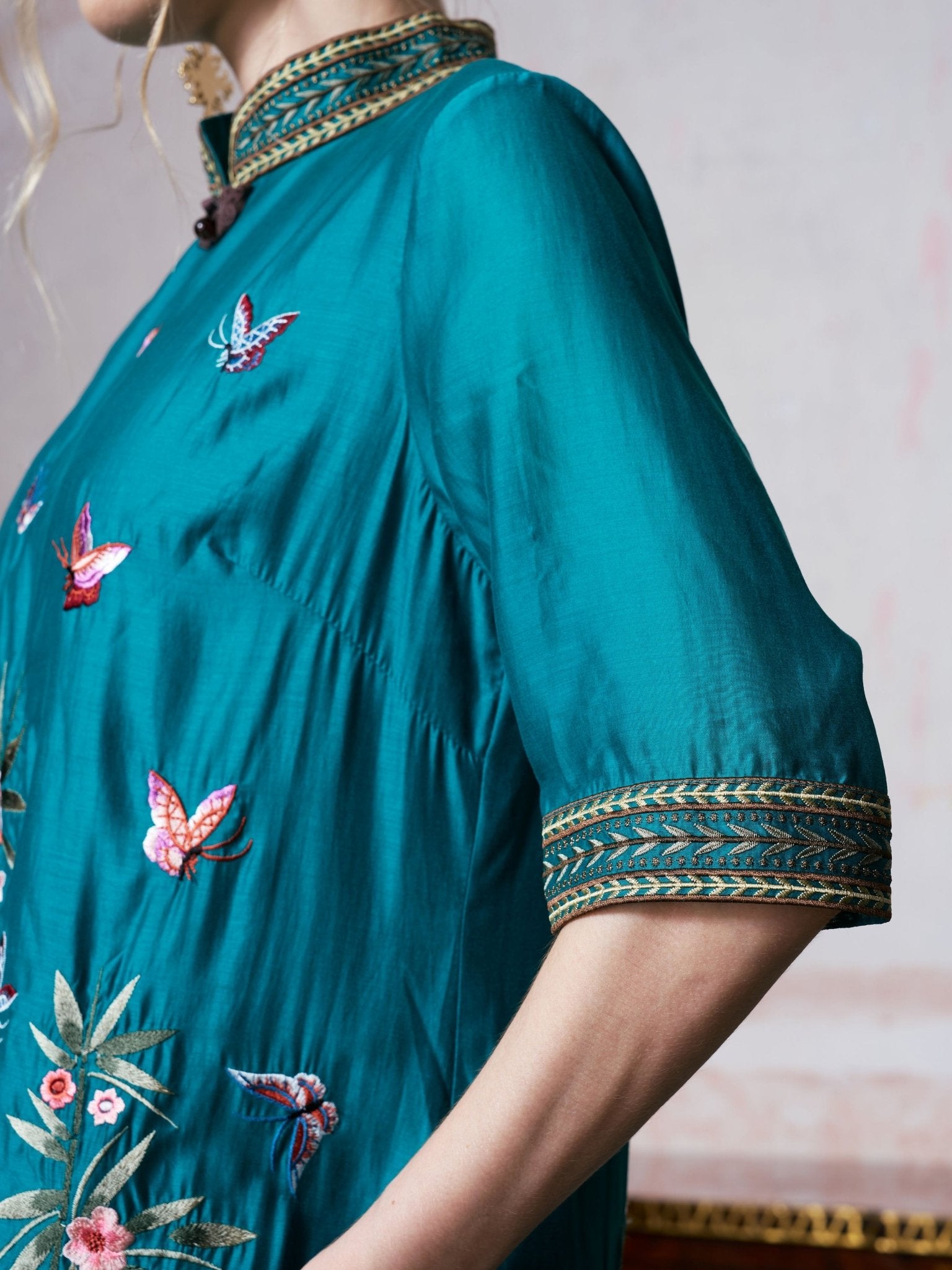 Botanical Embroidered Tencel Dress - Social Queen