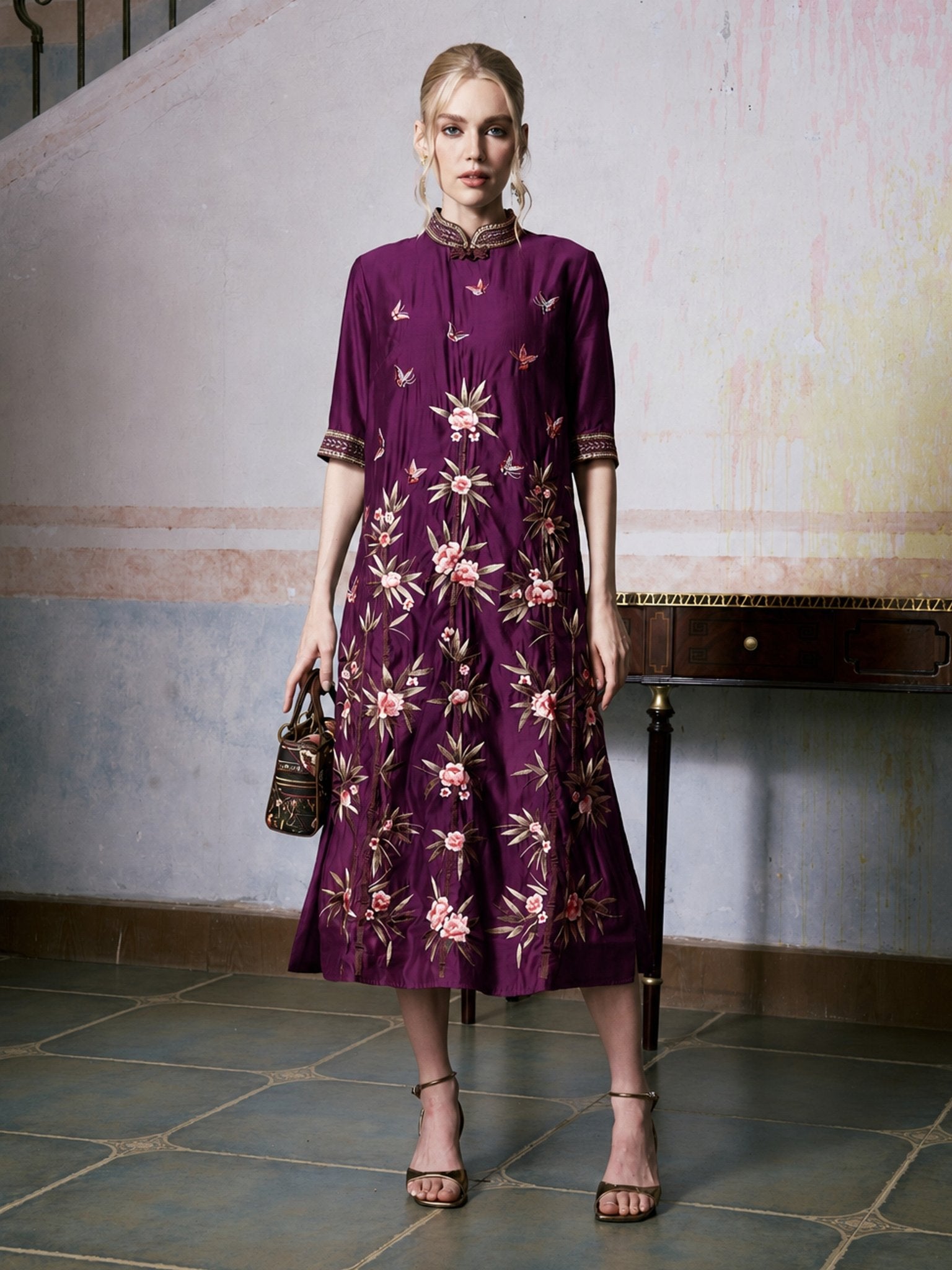 Botanical Embroidered Tencel Dress - Social Queen