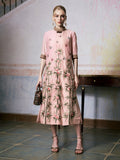 Botanical Embroidered Tencel Dress - Social Queen