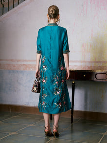 Botanical Embroidered Tencel Dress - Social Queen