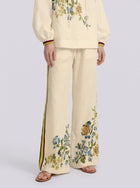 Botanical Print Linen Wide-Leg Pants - Social Queen