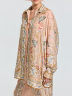 Botanical Print Mulberry Silk Shirt - Social Queen