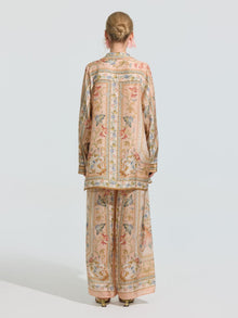 Botanical Print Mulberry Silk Shirt - Social Queen