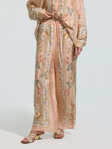 Botanical Print Mulberry Silk Wide-Leg Pants - Social Queen