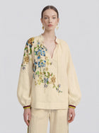 Botanical Print Ramie Blouse - Social Queen