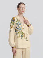 Botanical Print Ramie Blouse - Social Queen