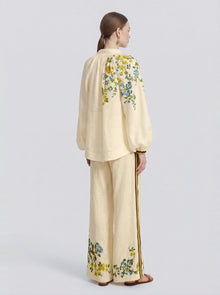Botanical Print Ramie Blouse - Social Queen