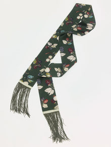 Botanical Printed Silk Ribbon Scarf - Social Queen