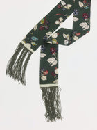 Botanical Printed Silk Ribbon Scarf - Social Queen