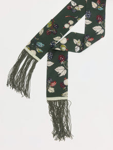 Botanical Printed Silk Ribbon Scarf - Social Queen