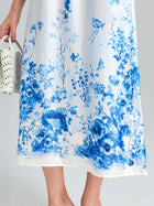 Botanical Stripe Print Silk Shirt Dress - Social Queen