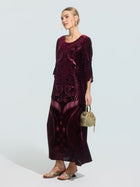 Burnout Mulberry Silk Velvet Dress - Social Queen