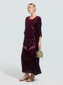 Burnout Mulberry Silk Velvet Dress - Social Queen