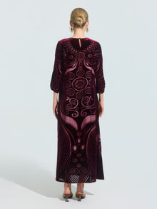 Burnout Mulberry Silk Velvet Dress - Social Queen