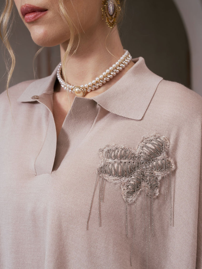 Butterfly Fringe Wool Knit Top - Social Queen