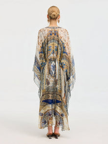 Byzantine Print Silk Caftan Dress - Social Queen