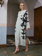 Calla Lily Print Silk Dress - Social Queen
