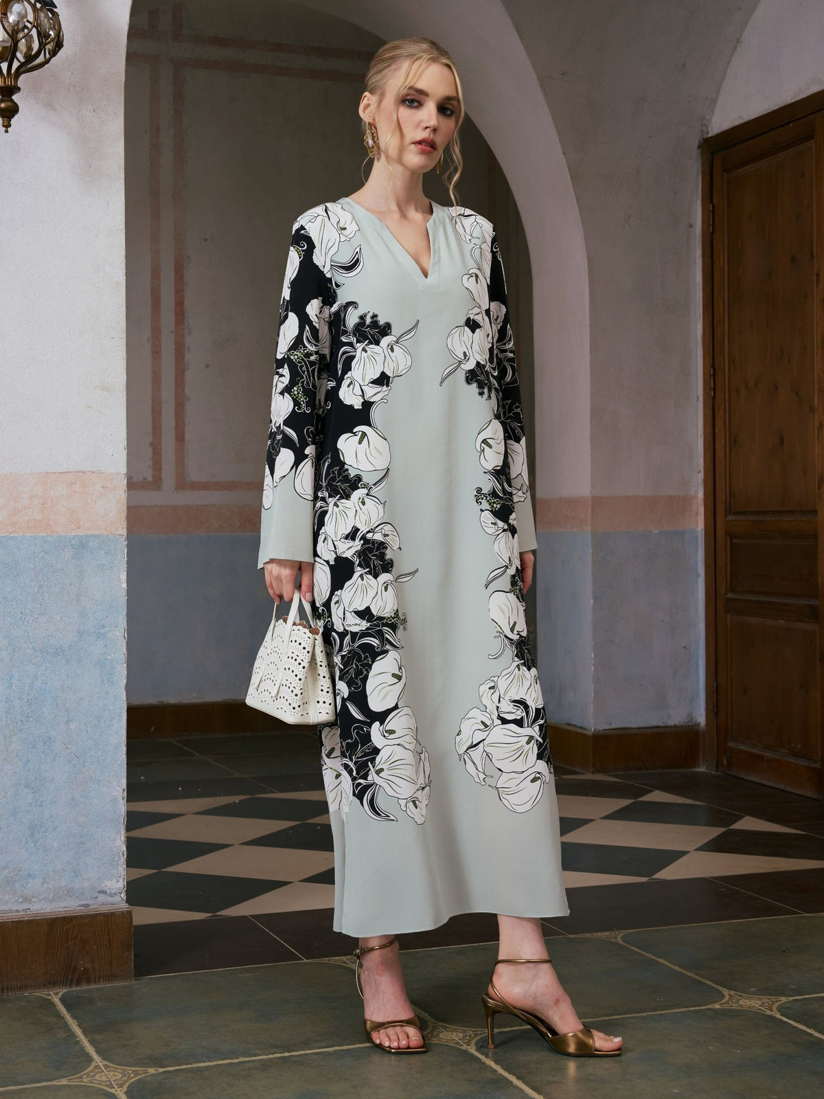 Calla Lily Print Silk Dress - Social Queen