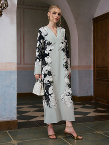 Calla Lily Print Silk Dress - Social Queen