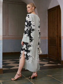 Calla Lily Print Silk Dress - Social Queen