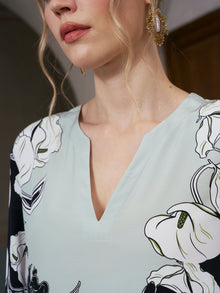 Calla Lily Print Silk Dress - Social Queen