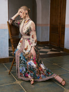 Coastal Print Mulberry Silk Dress - Social Queen