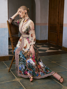 Coastal Print Mulberry Silk Dress - Social Queen