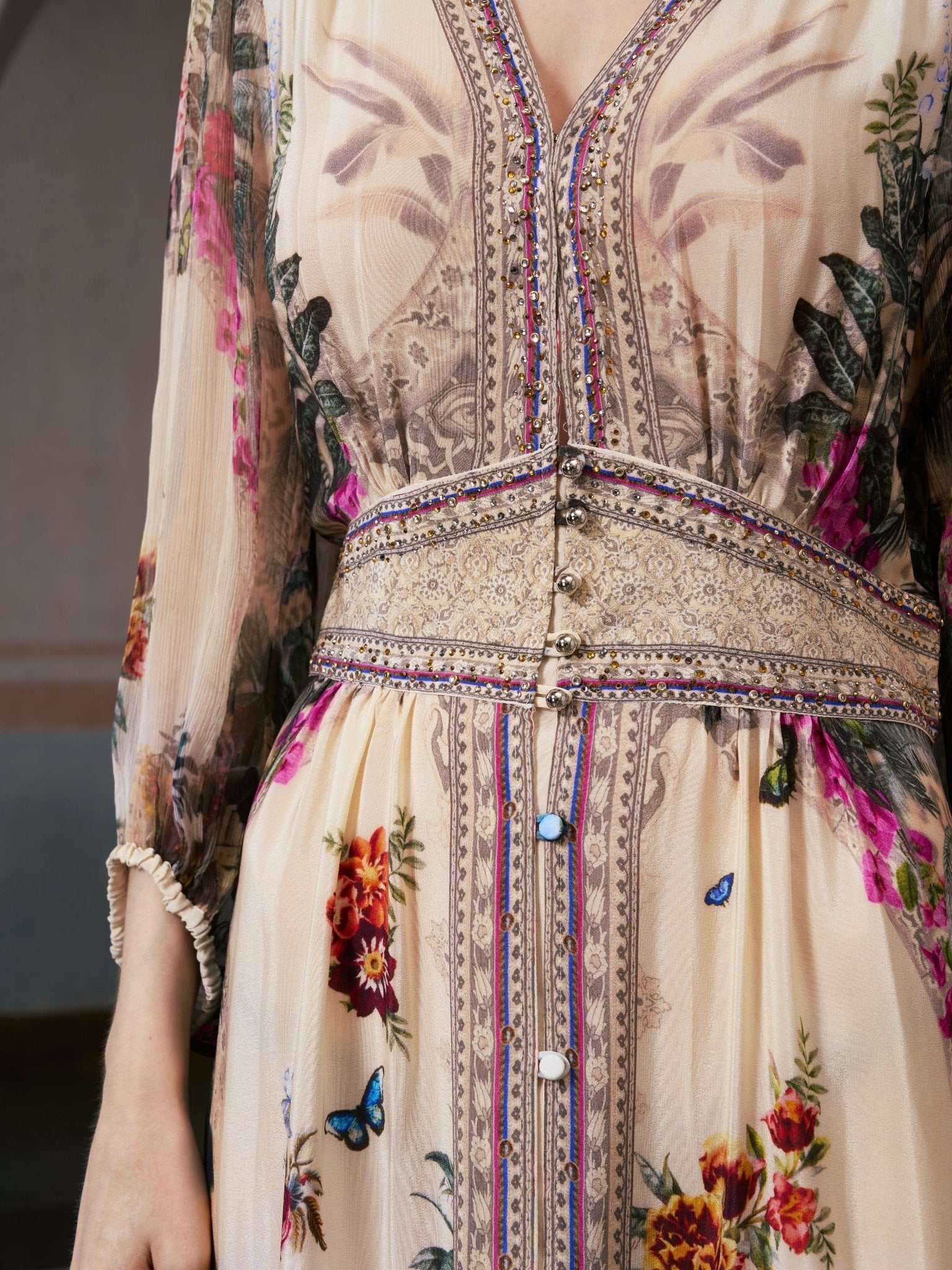 Coastal Print Mulberry Silk Dress - Social Queen