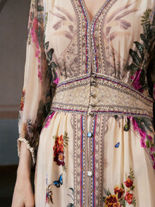 Coastal Print Mulberry Silk Dress - Social Queen