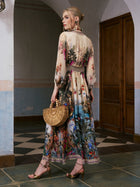 Coastal Print Mulberry Silk Dress - Social Queen