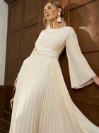 Cord Embroidered Pleated Dress - Social Queen