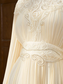 Cord Embroidered Pleated Dress - Social Queen