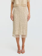 Crystal Beaded Fringe Midi Skirt - Social Queen