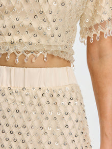 Crystal Beaded Fringe Midi Skirt - Social Queen