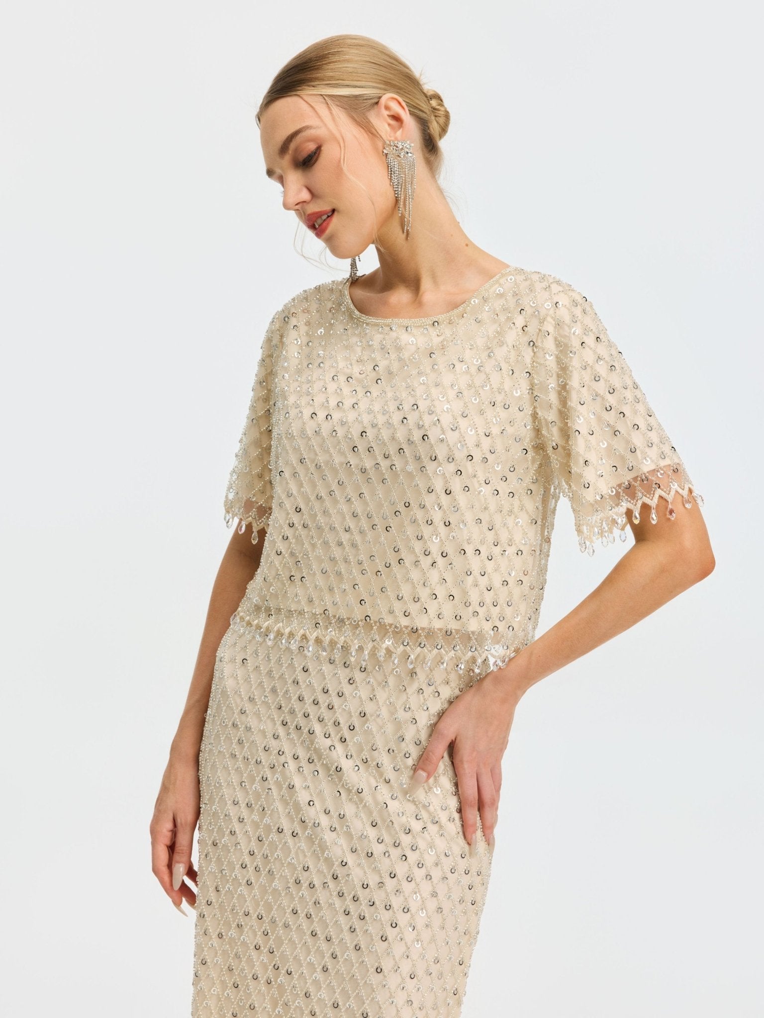 Crystal Beaded Fringe Top - Social Queen