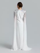 Crystal Cape Sleeve Evening Gown - Social Queen