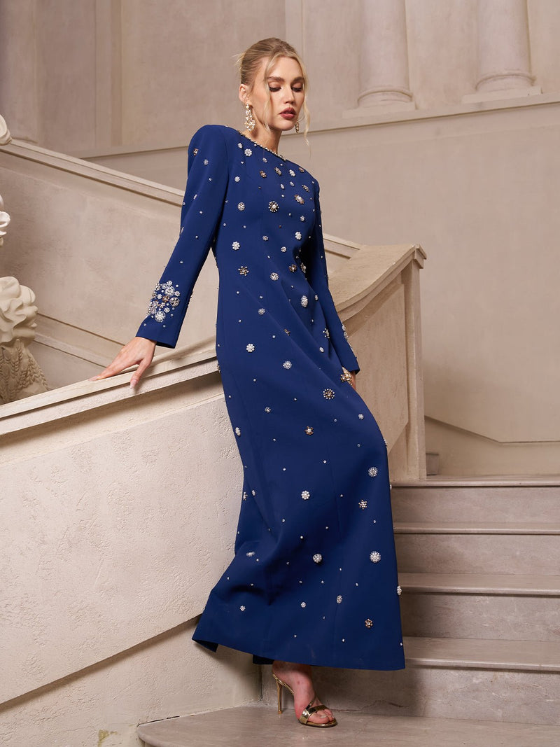 Crystal & Pearl Evening Gown - Social Queen