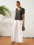 Cutout Embroidered Cotton Top - Social Queen
