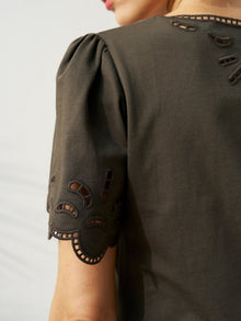 Cutout Embroidered Cotton Top - Social Queen