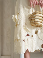 Cutout Floral Appliqué Satin Dress - Social Queen